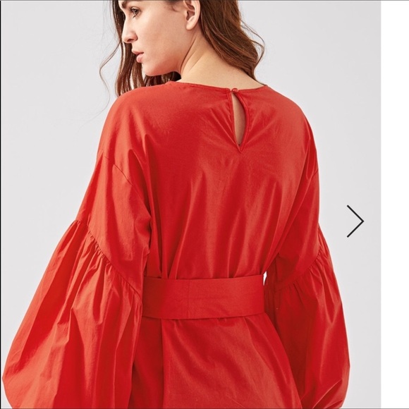 Gorgeous Large red-orange blouse bishop sleeve - Picture 7 of 8